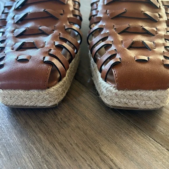 NWOT Sam & Libby Women's Brown Leather Boho Espadrille Flats Size 10 - Picture 3 of 8